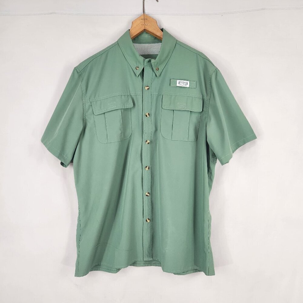 Vented Fishing Shirt Men's Large Sportsman's Warehouse Fish Gear Green Outdoors